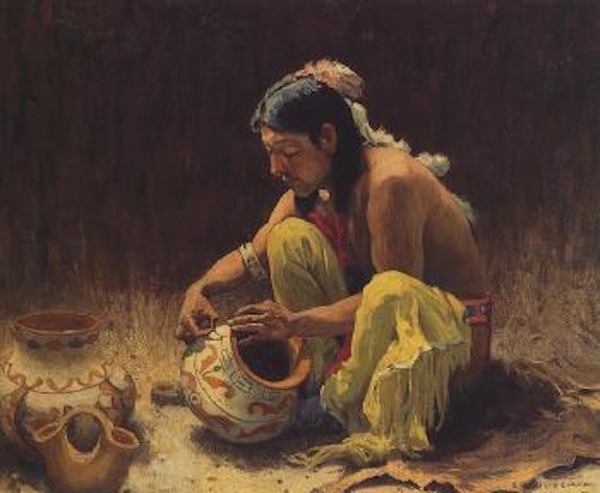 The pottery decorator by E. Irving Couse