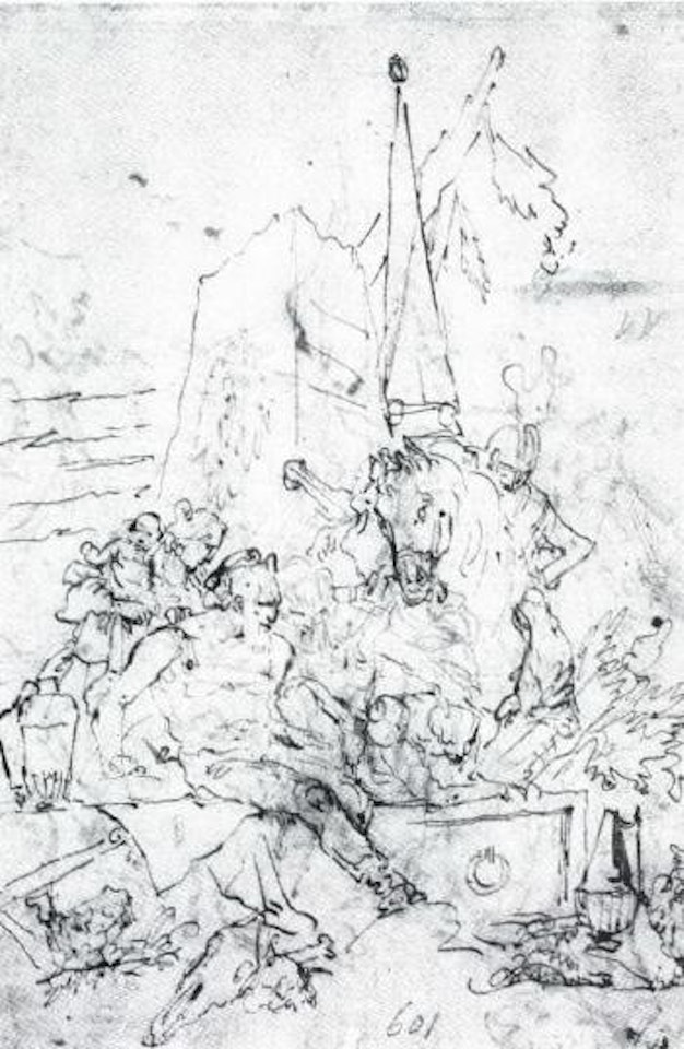 Warrior consulting magicians at a mausoleum by Giovanni Domenico Tiepolo