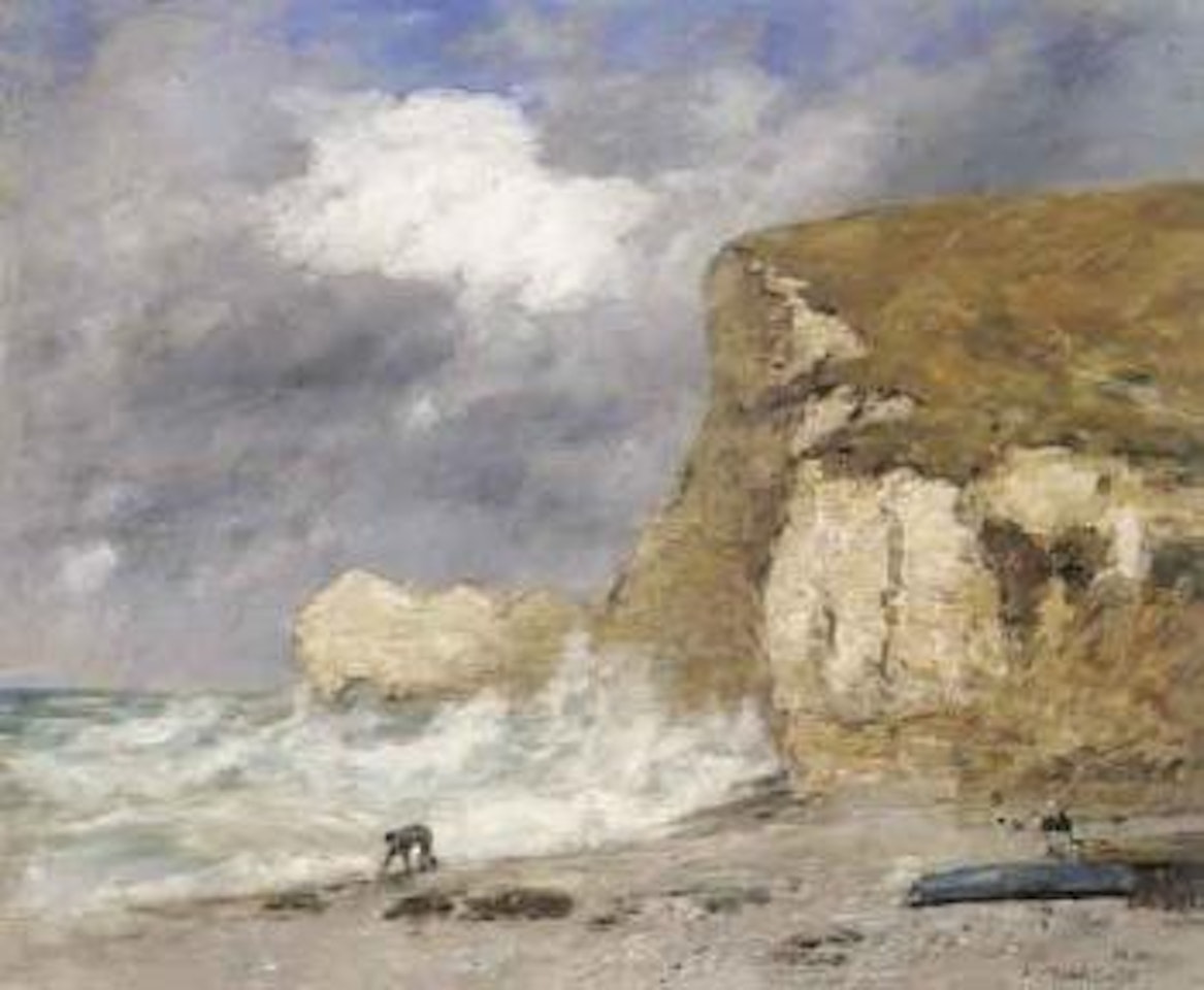 Etretat, la falaise d'amont en Novembre by Eugène Boudin