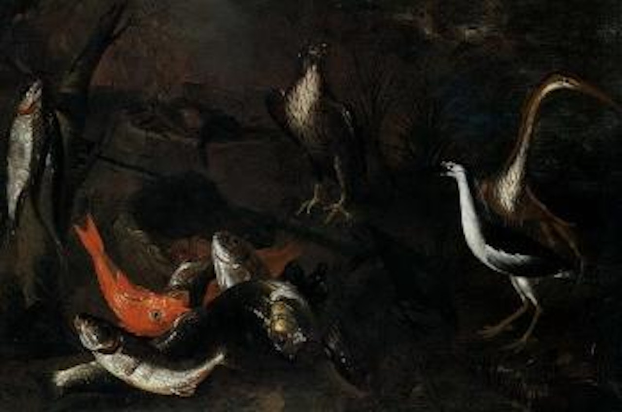 Still life with fish and poultry by Giuseppe Recco