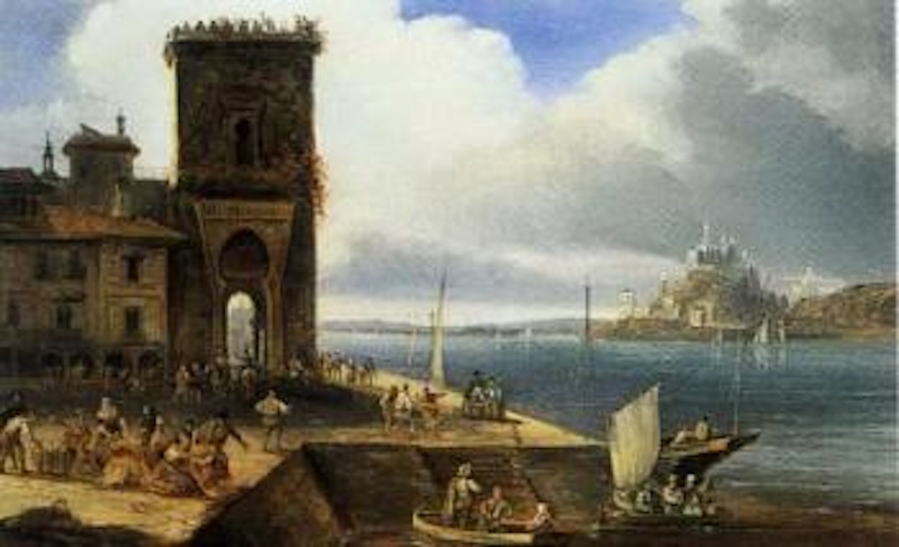 View of harbour by French School