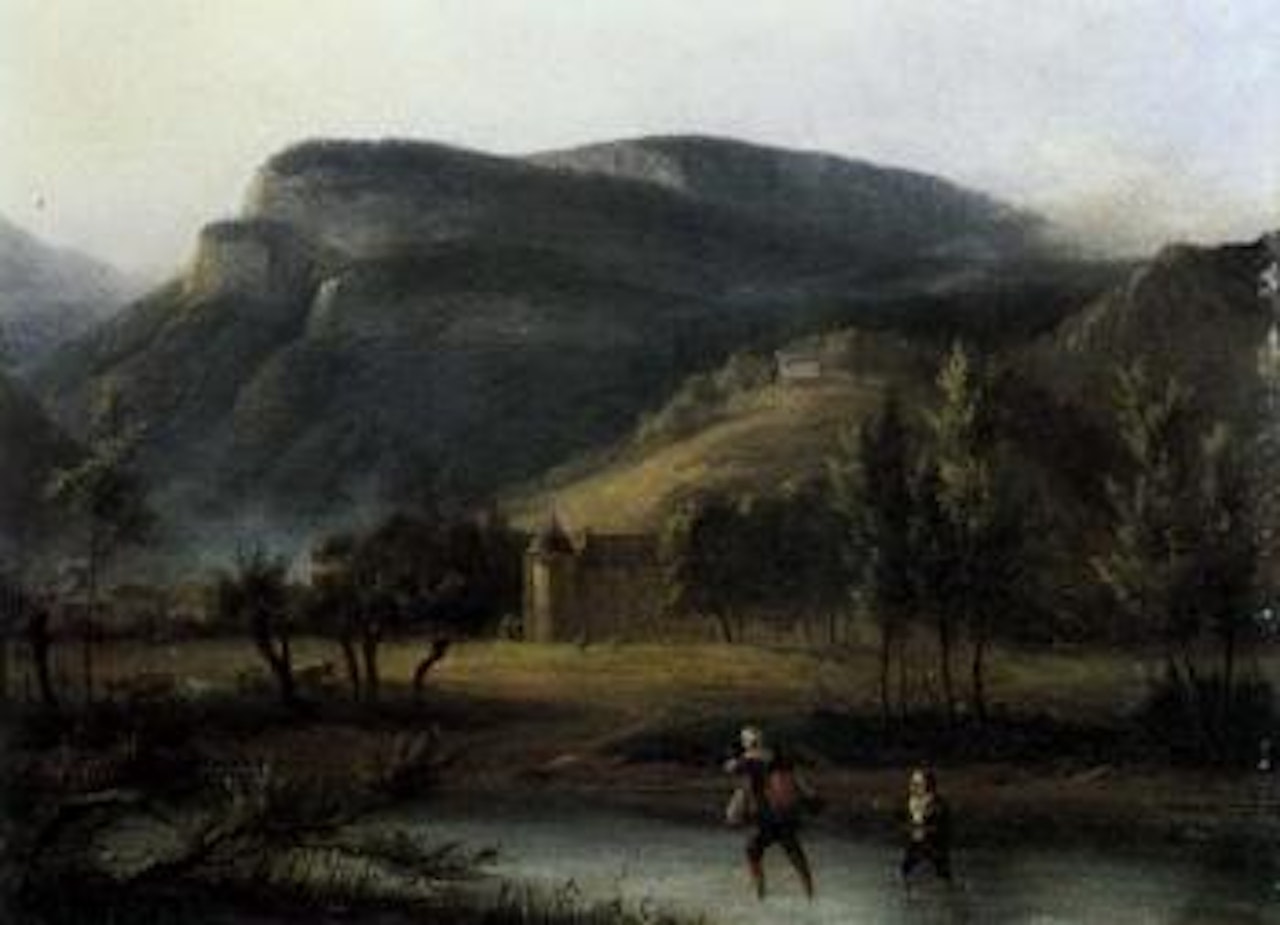 Landscape with figures by French School