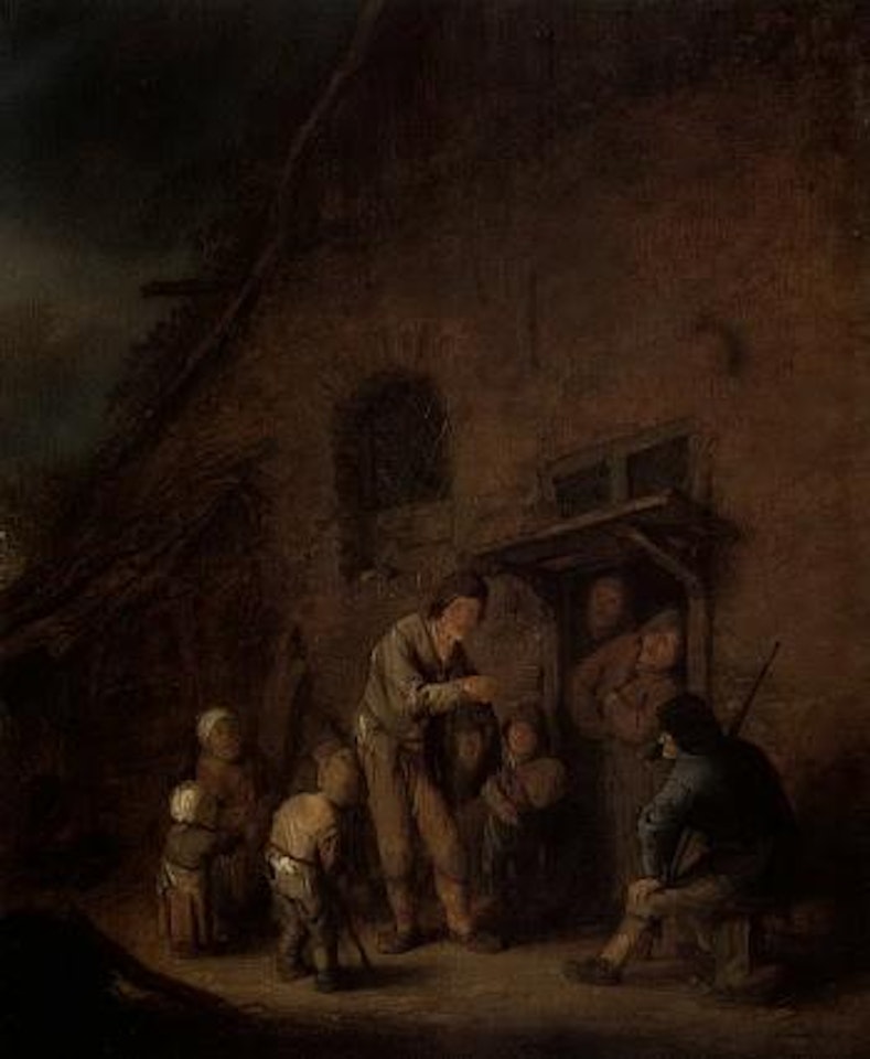 Hurdy-gurdy player with children by Adriaen van Ostade