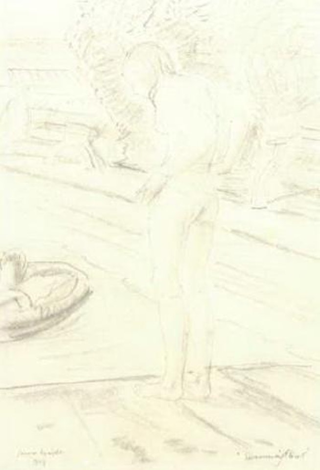 Bather by swimming pool by Laura Knight