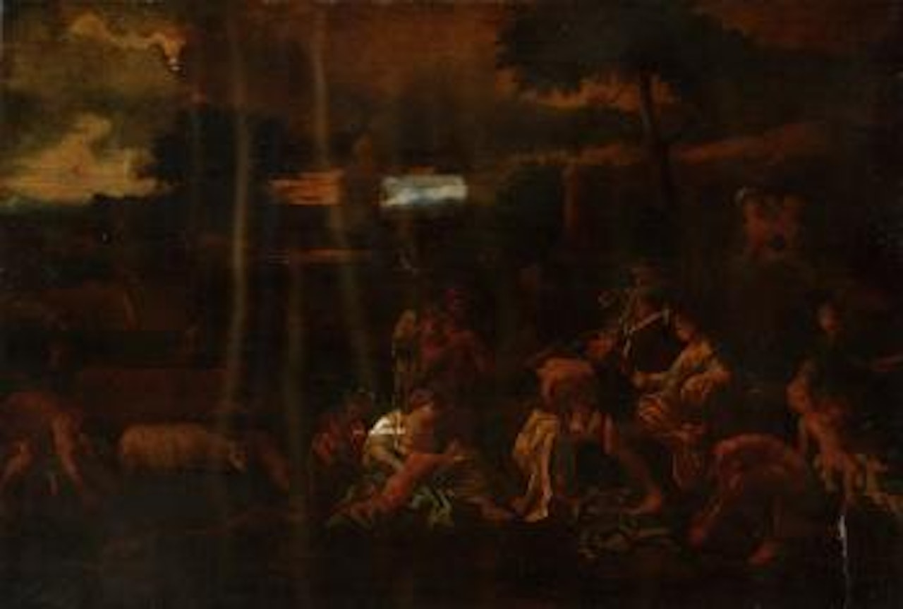Classical landscape with figures by Nicolas Poussin