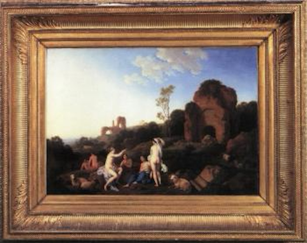 Arcadian landscape with women after bathing in nearby river by Christian Wilhelm Ernst Dietrich