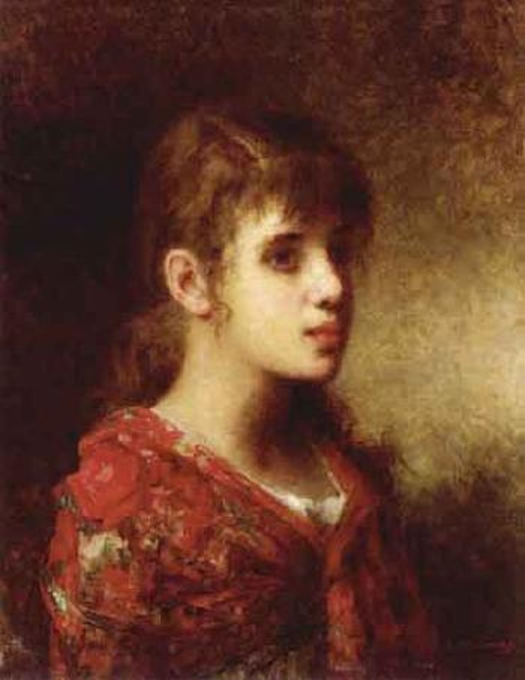 Portrait of young girl by Alexei Harlamoff