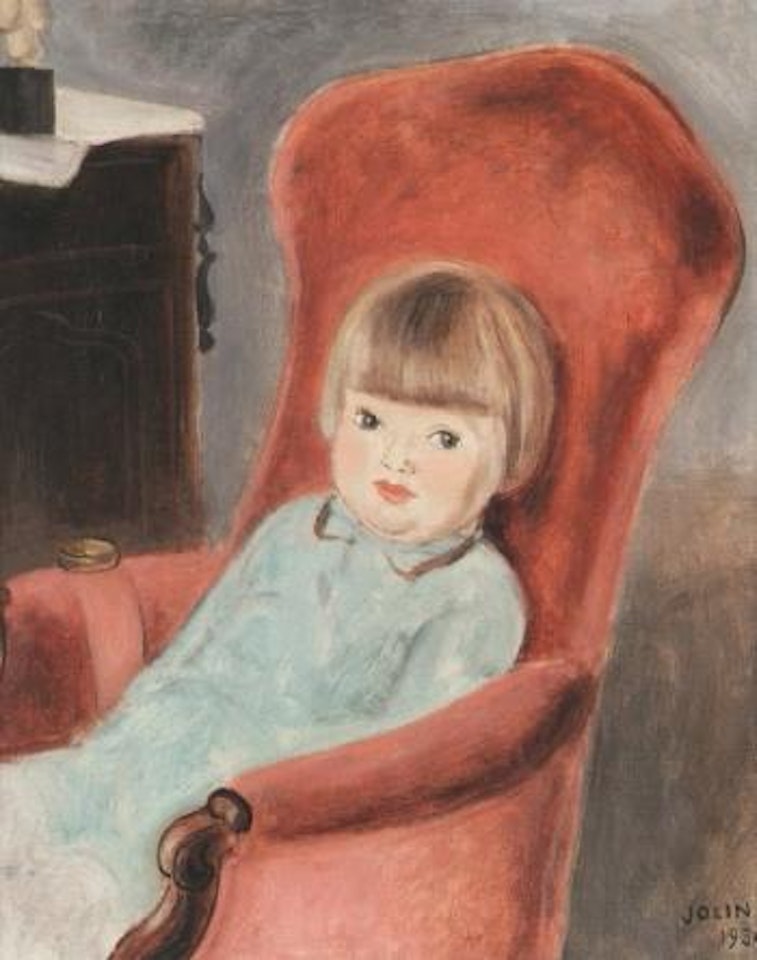 In the red armchair - little girl seated by Einar Jolin