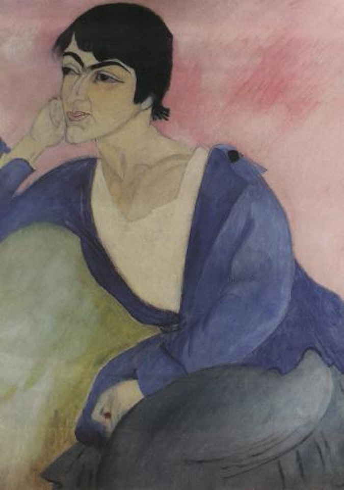 Ester wearing blue suit by Sigrid Hjertén