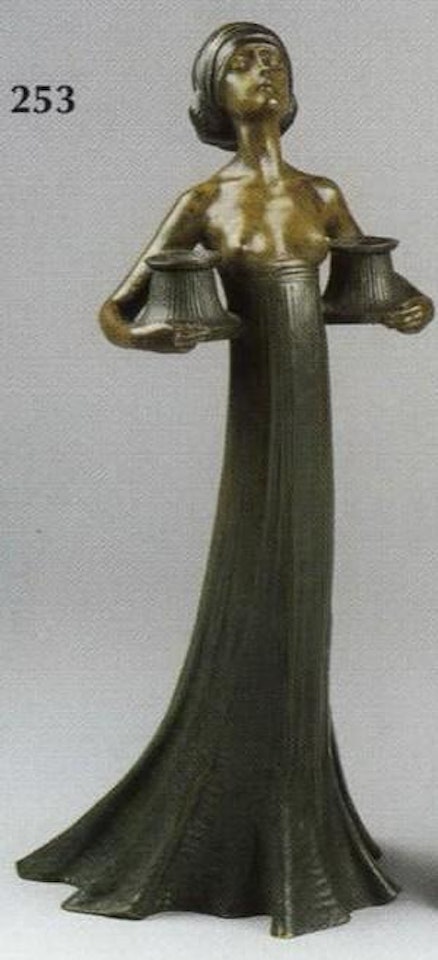 Female figure candlestick by Gustav Gurschner