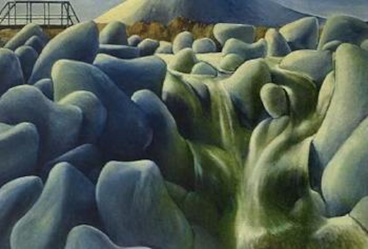 Stony river and mountain by Michael Smither
