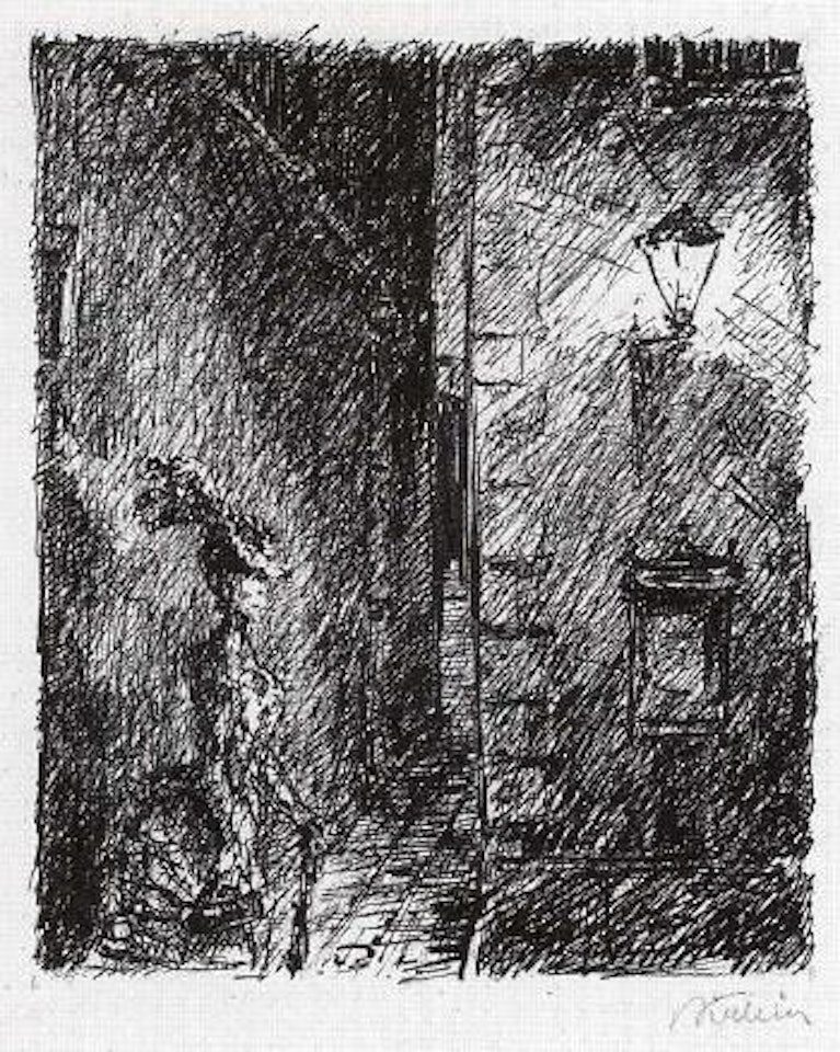 Woman in dark street by Alfred Kubin