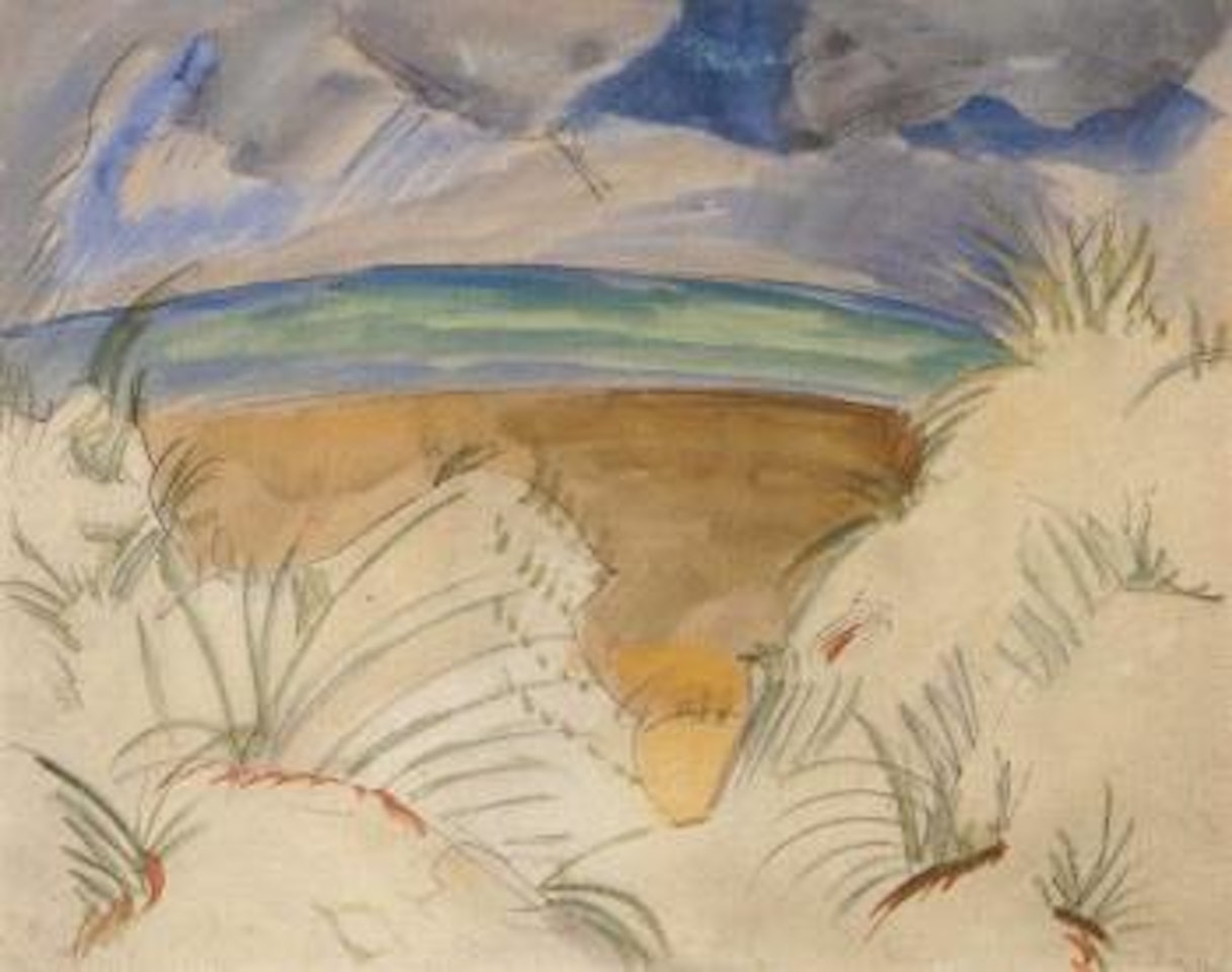 View over dunes to sea by Erich Heckel