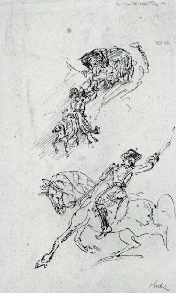 Mounted officer sketch by Alfred Kubin