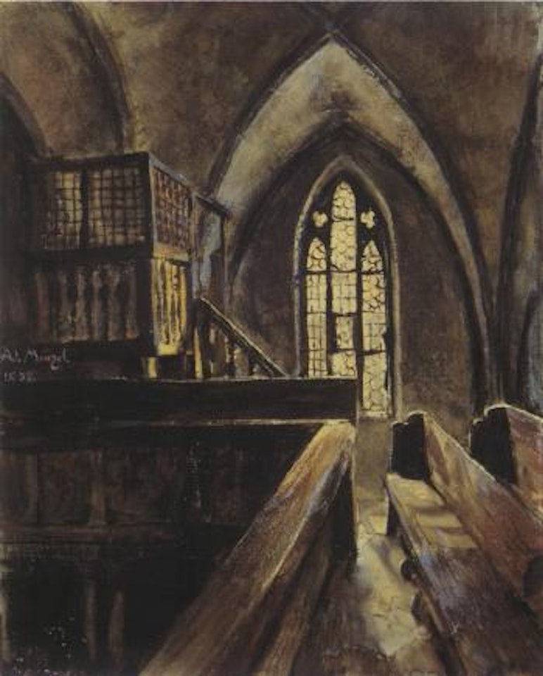 Interior of old church in Berlin by Adolph Menzel