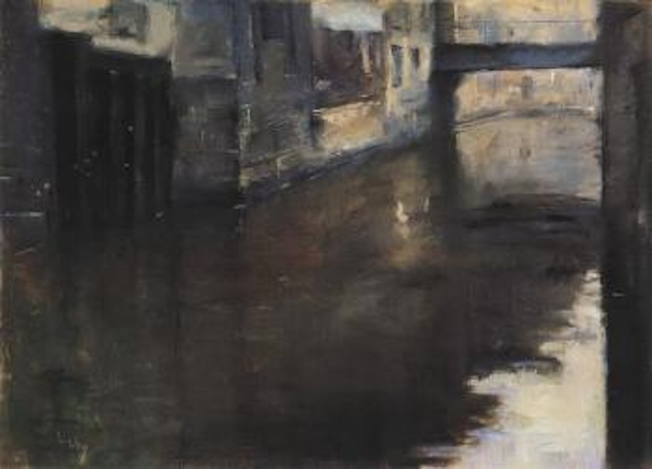 Houses on canal by Lesser Ury