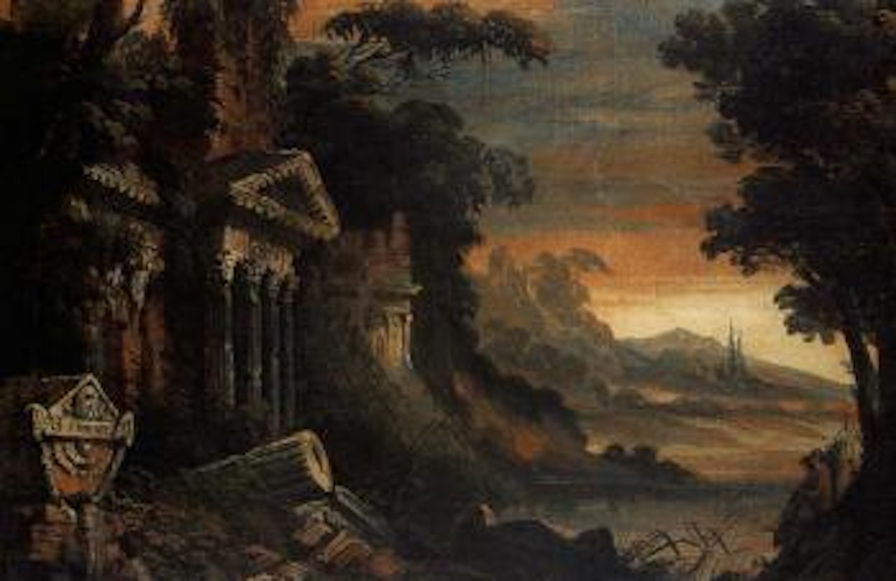 Landscape with ruins by Giuseppe Bernardino Bison