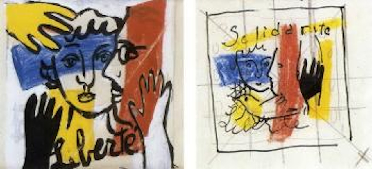 Portrait des epoux Rosenberg, etude pour un foulard by Fernand Leger