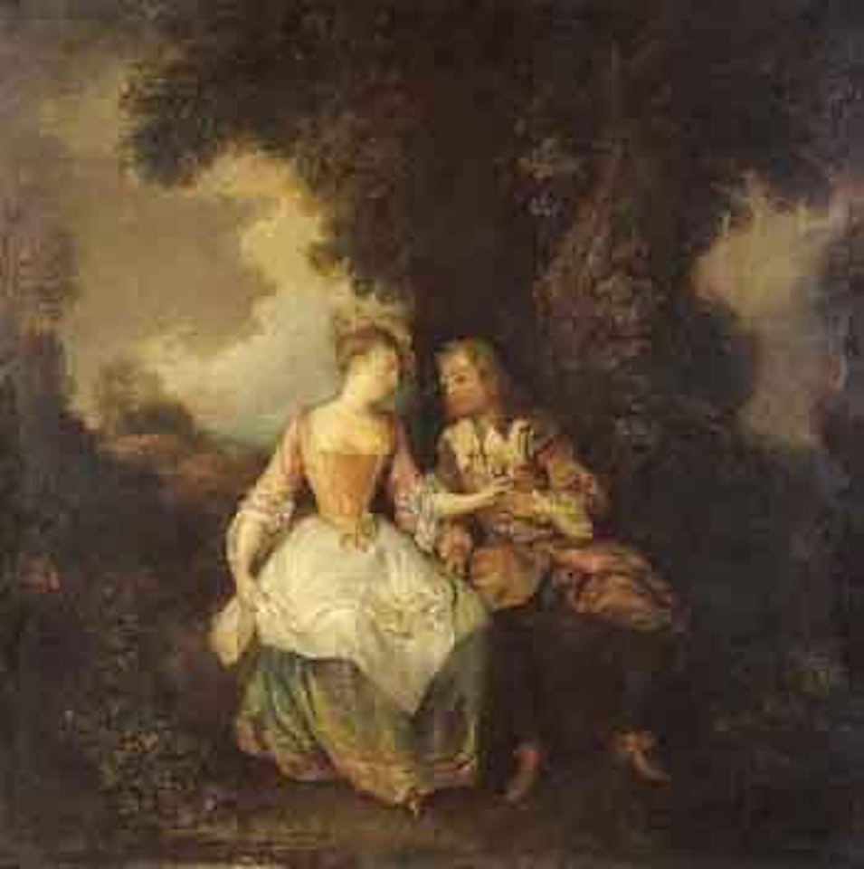 Scene galante dans un paysage by Nicolas Lancret