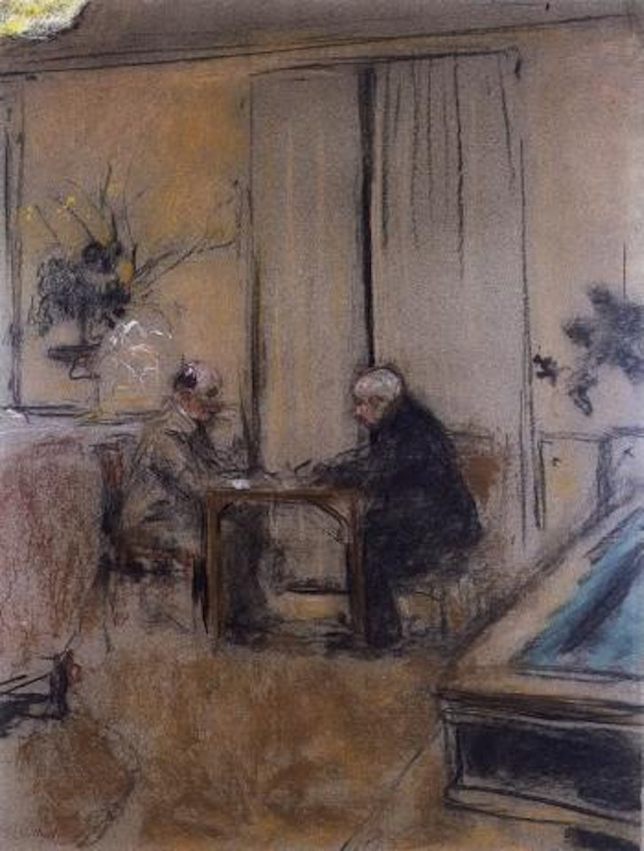 Messieurs Laroche et Hessel jouant au vido, Chateau des Clayes vers 1932 by Édouard Vuillard