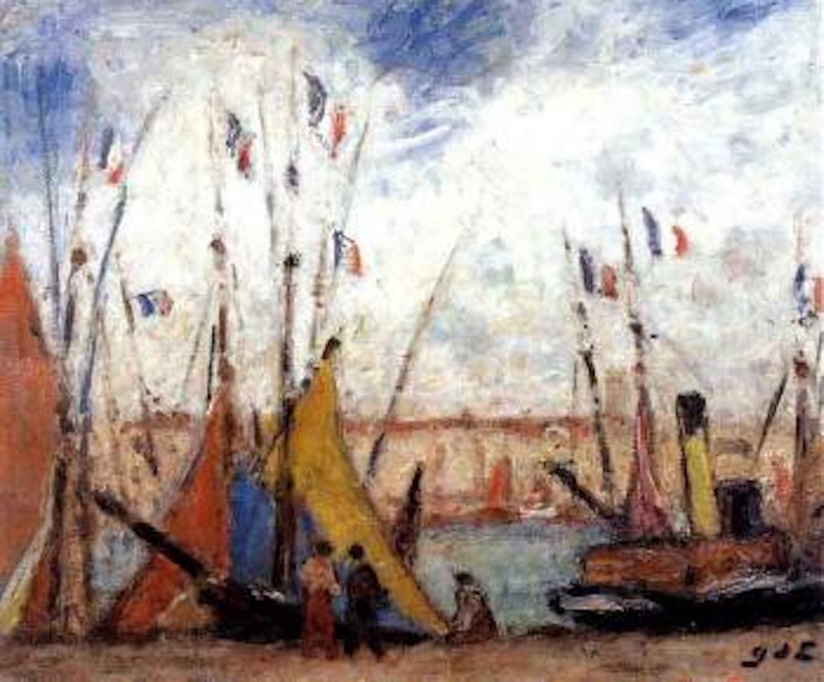 Bateaux pavoises au port by Georges d’Espagnat