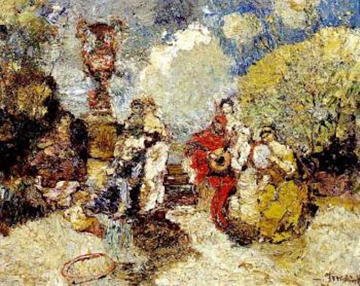 Scene de parc by Adolphe Monticelli