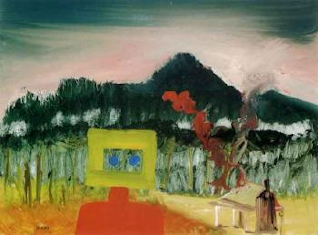 Kelly and landscape by Sidney Nolan