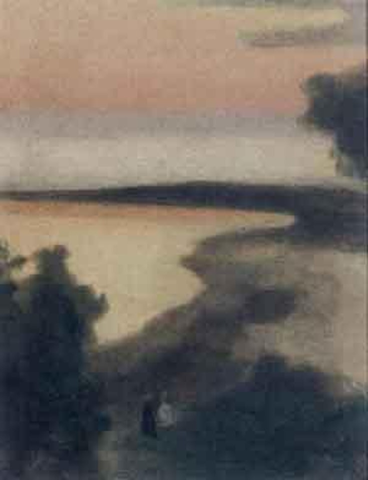 Figures on beach, Beaumaris by Clarice Beckett