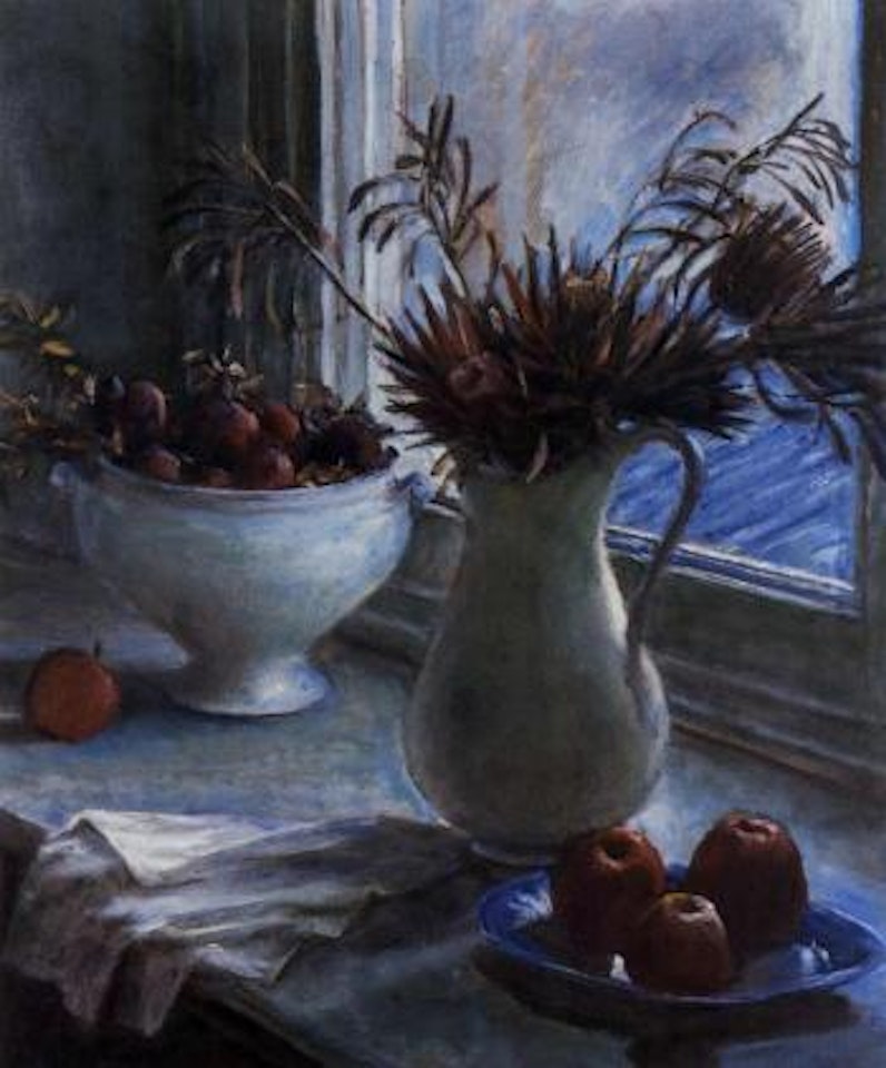 Proteas and fruit by Margaret Hannah Olley