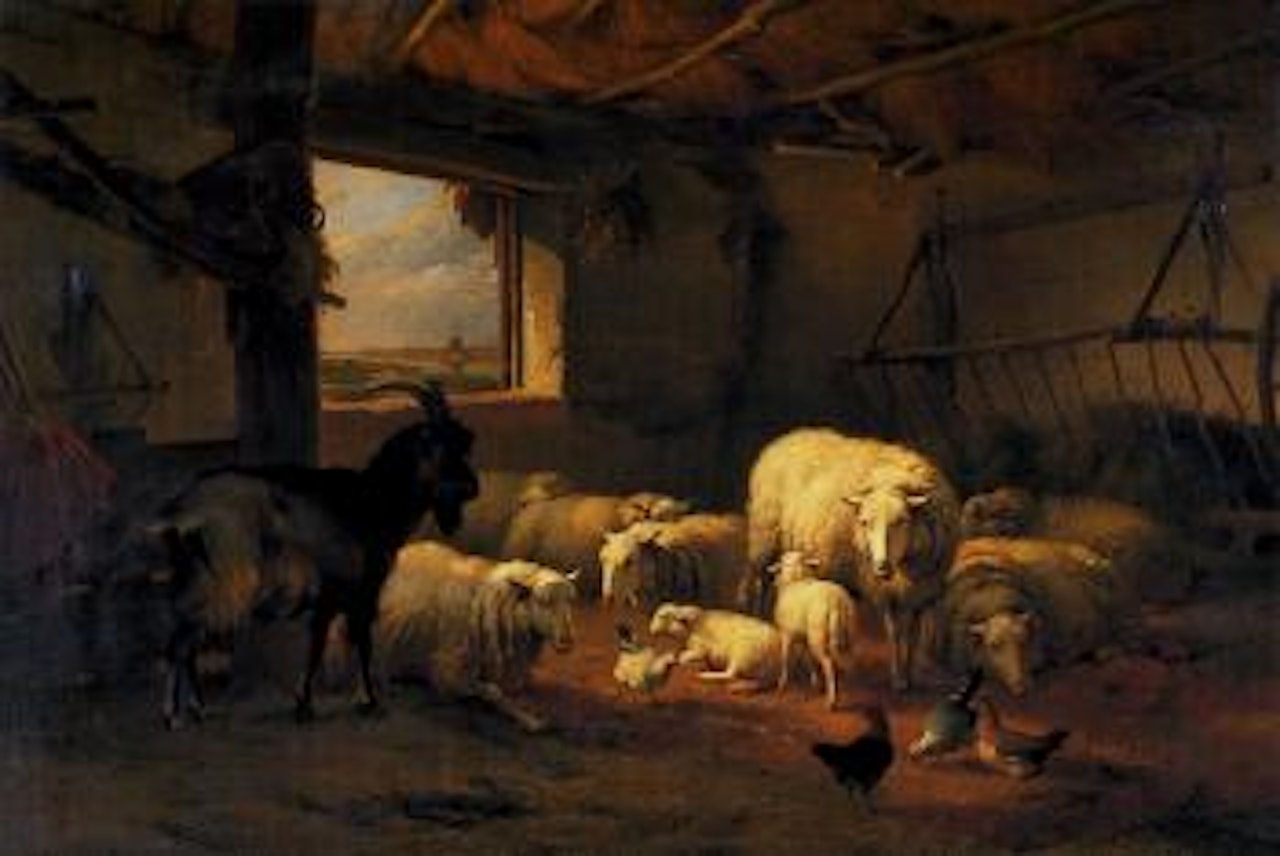 In the stable by Eugène Joseph Verboeckhoven