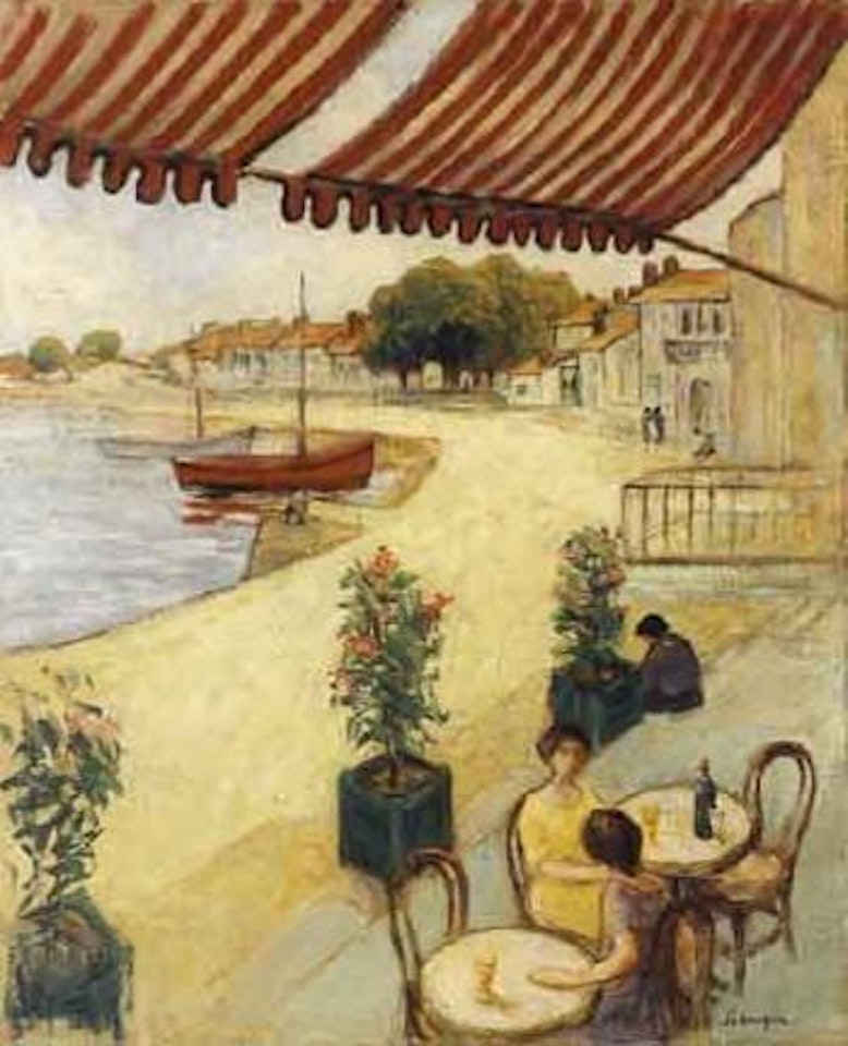 Cafe sur le port by Henri Lebasque