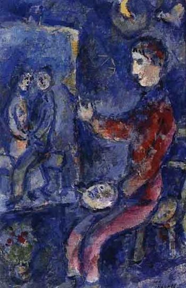 Artist at the easel by Marc Chagall