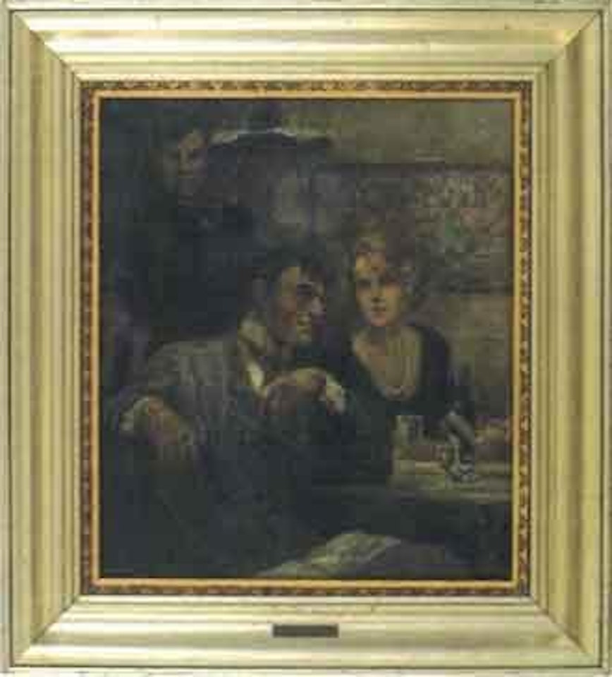 Restaurant interior with figures by Alfred Stevens