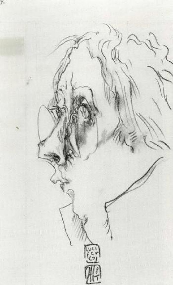 Self-portrait with spectacles by Horst Janssen