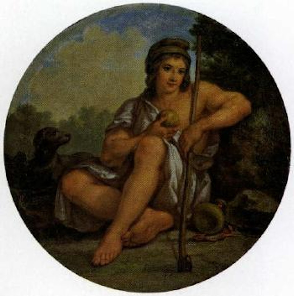 Paris as shepherd on Mount Ida holding golden apple by Angelica Kauffmann