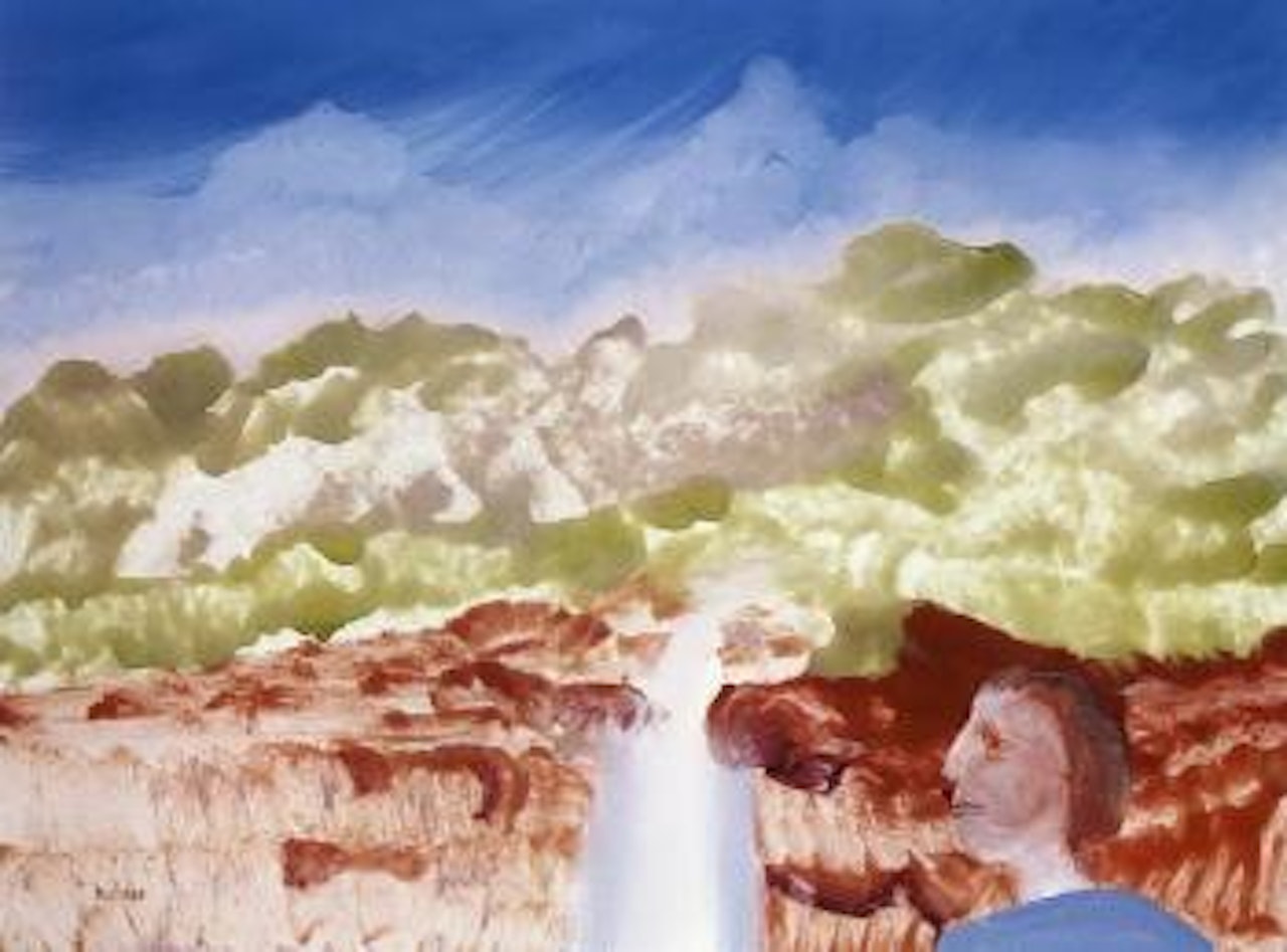 Landscape with figure by Sidney Nolan
