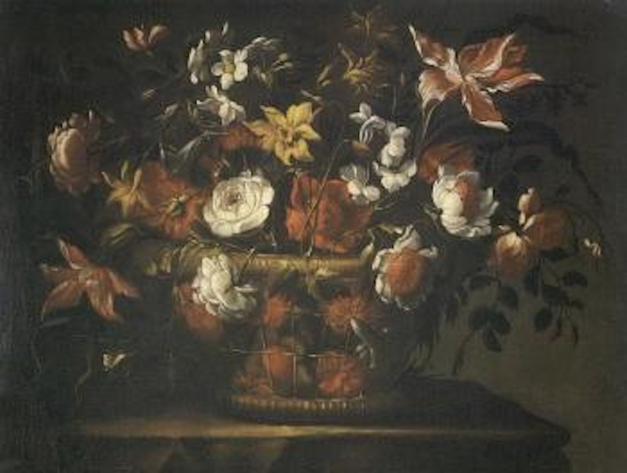 Still life with flowers in basket by Juan de Arellano