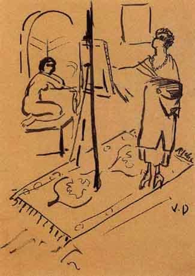 Painter and model in studio by Kees van Dongen