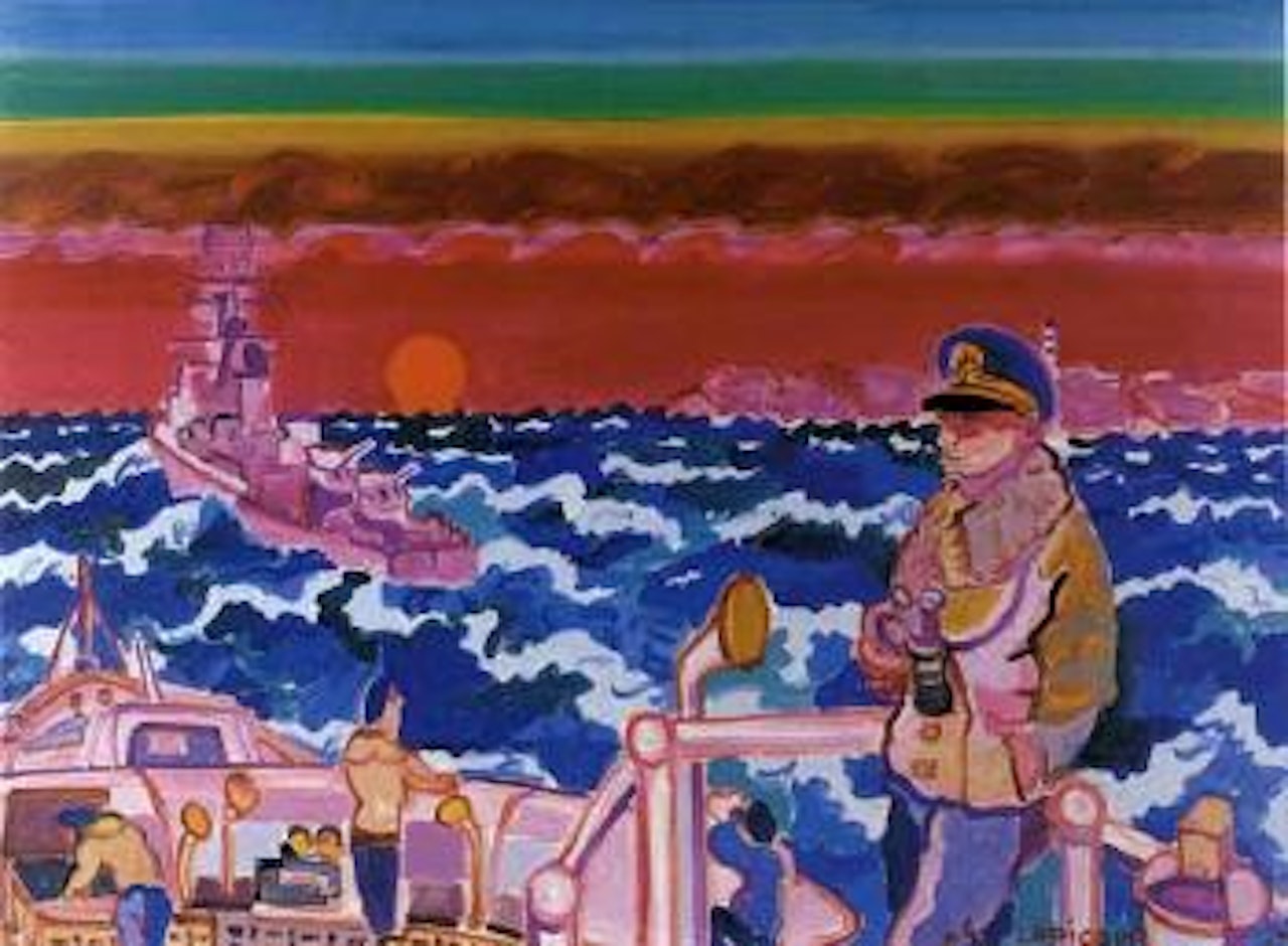 Manoeuvres au soleil couchant by Charles Lapicque