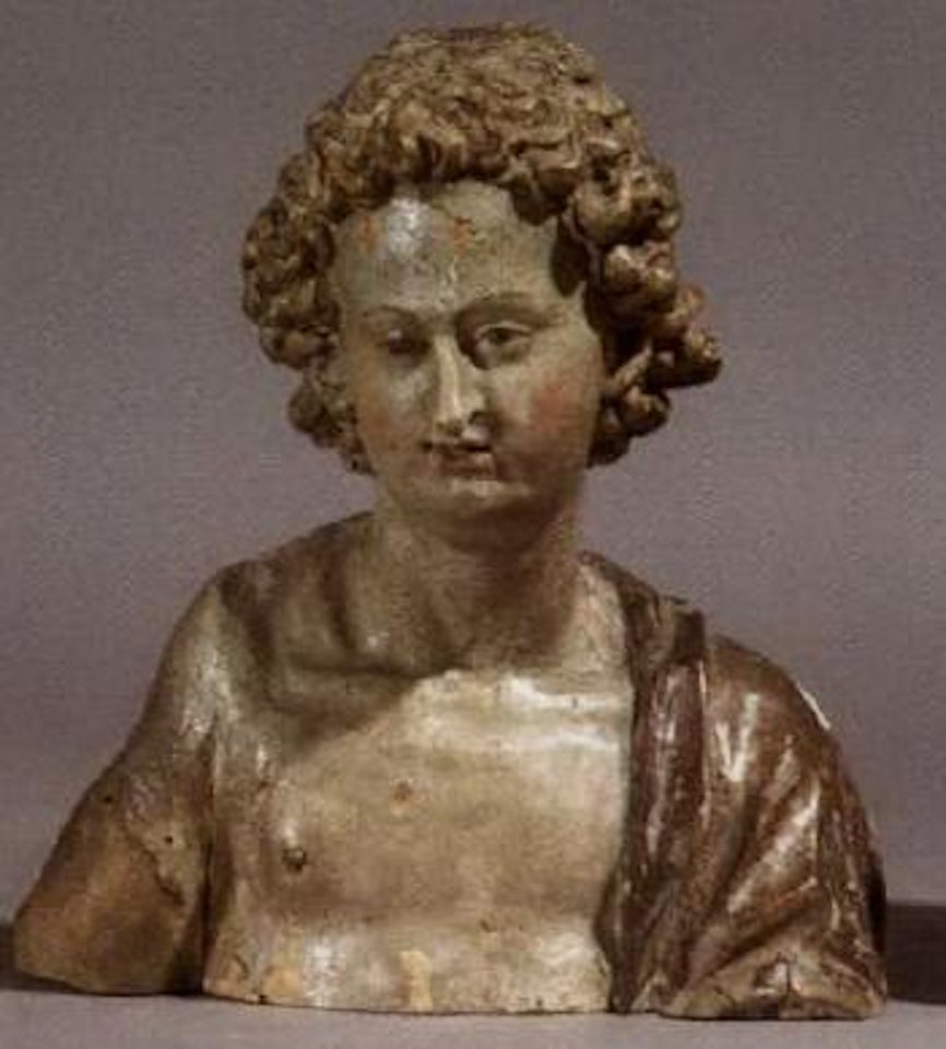 Bust of young boy, cloak draped over left shoulder by German School