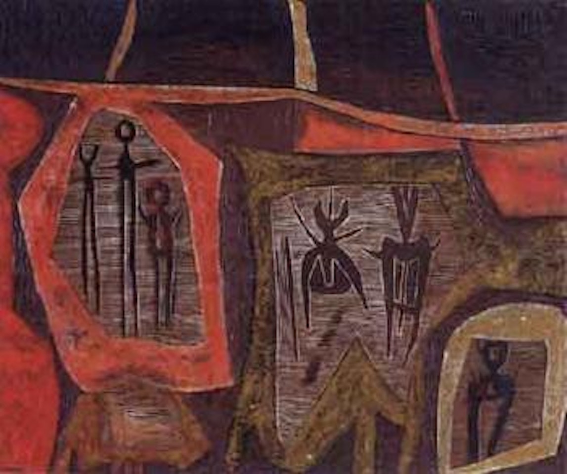 Figures in landscape by Cecil Skotnes