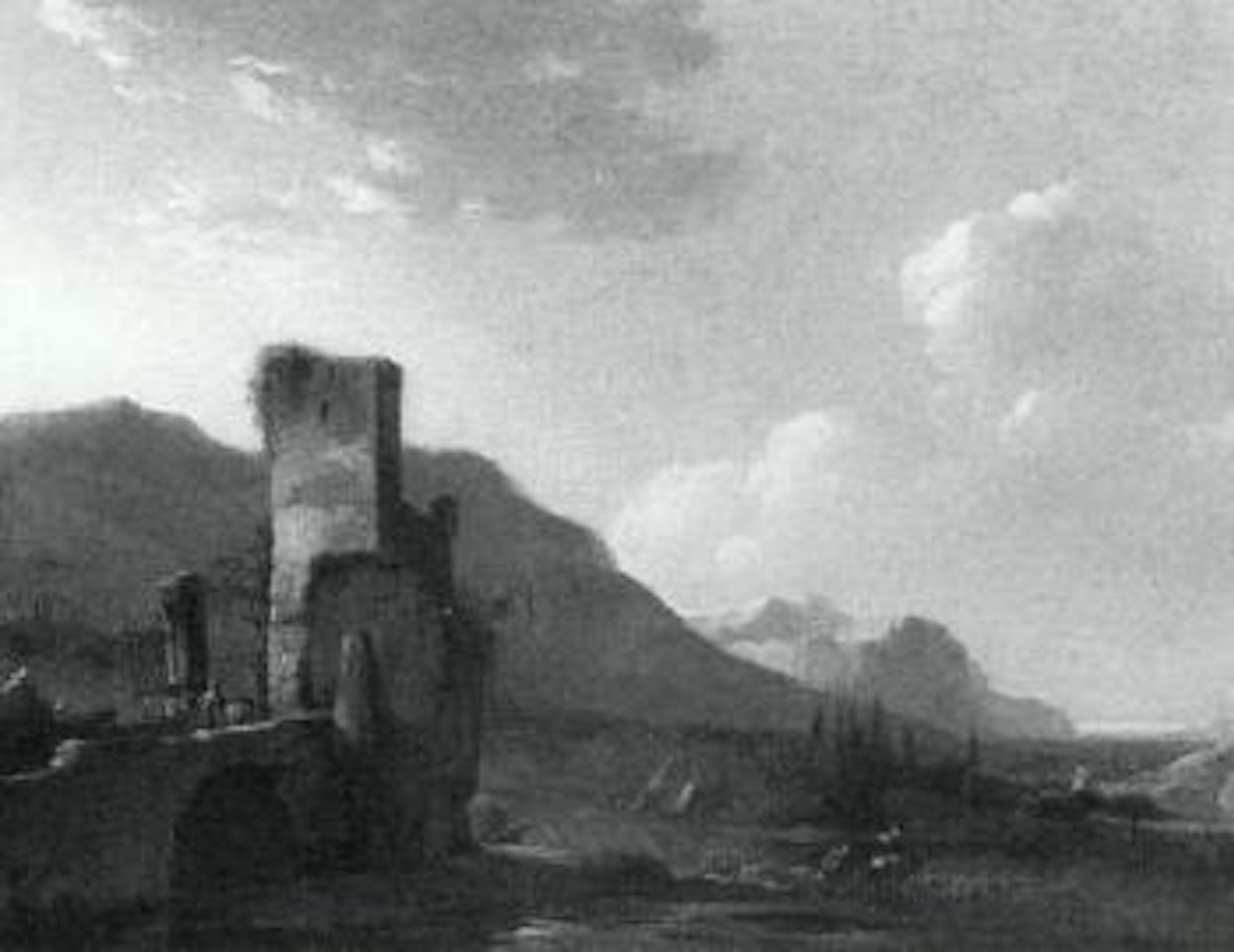 Oriental on horseback in mountain landscape by Dutch School