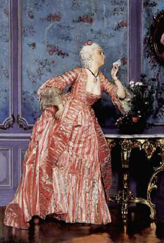 Lady receiving a letter from her husband by Edouard Frederic W. Richter