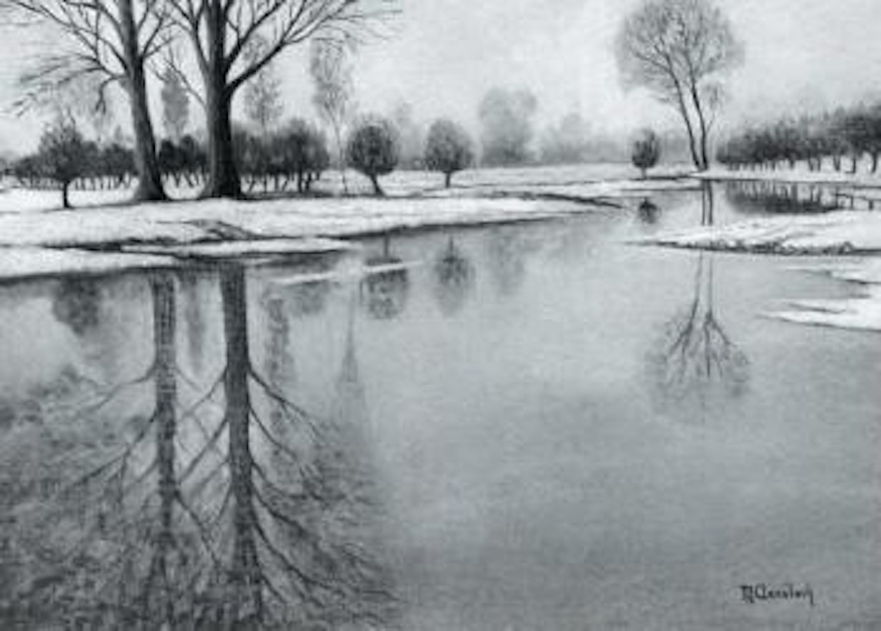 Lower Rhine landscape with melting snows by Max Clarenbach