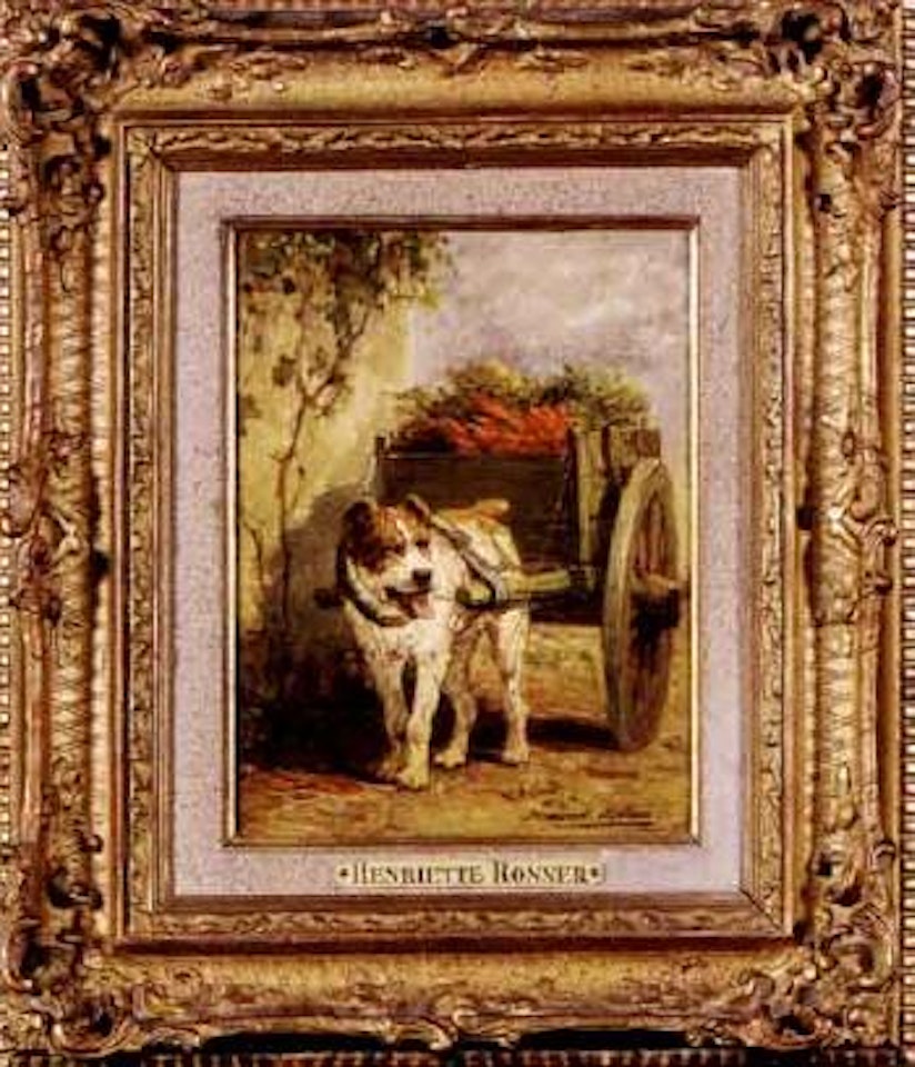 Chien tirant une charrette by Henriette Ronner-Knip