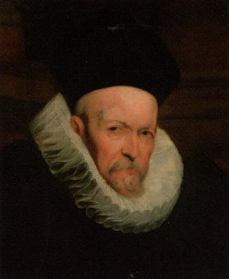 Portrait of a Genoese senator, wearing white ruff and black cap by Anthony van Dyck