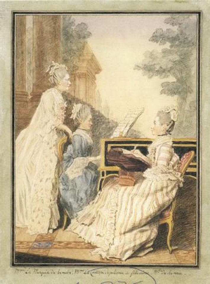 The Marquise Du Rumain with her daughters, playing the harpsichord by Louis Carrogis Carmontelle