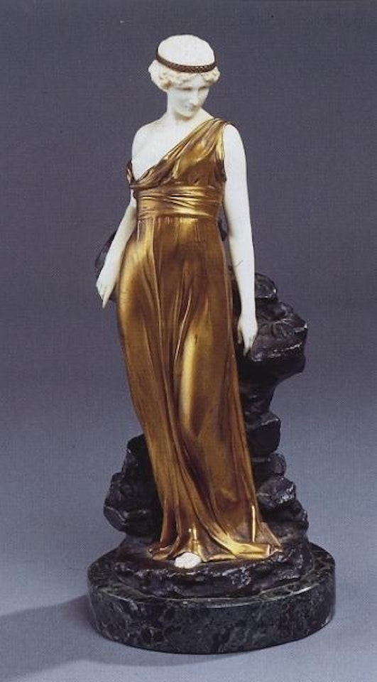 Woman standing by cliff by Ferdinand Preiss