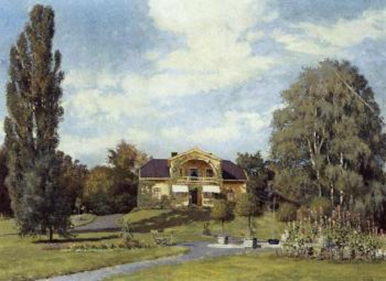 Summer landscape with Gimle villa, Terrak, Helgeland by Christian Skredsvig
