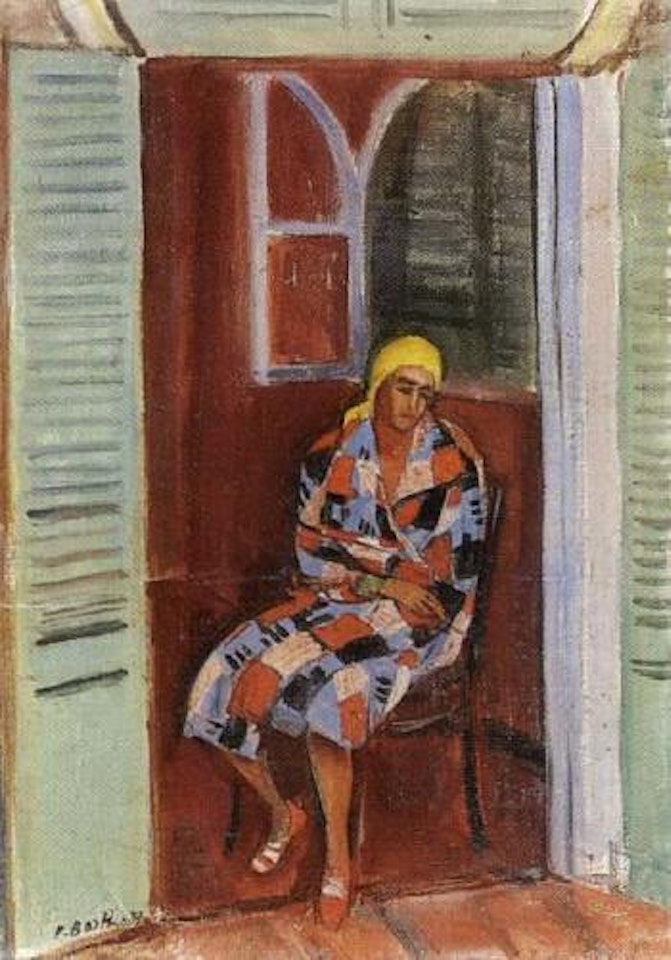 Figure seated in interior by Paul Basilius Barth